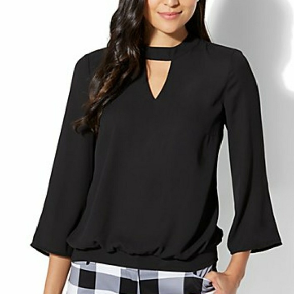 New York & Company Tops - NY&CO Keyhole Mock-neck Blouse